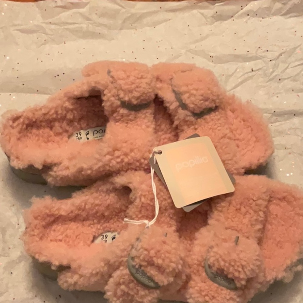 Birkenstock Arizona Papillio Shearling Pink Platform Sandal